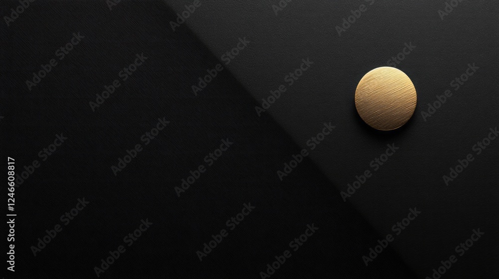 Aufkleber elegant gold circular object on a textured black background with soft lighting