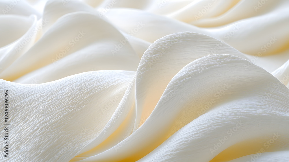 Aufkleber soft white fabric draping elegantly with gentle folds and smooth texture creating a serene ambiance.