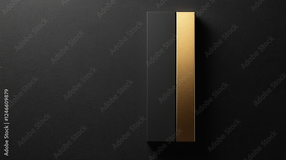 Poster elegant black and gold rectangular object with a sleek design on a textured black background ideal f