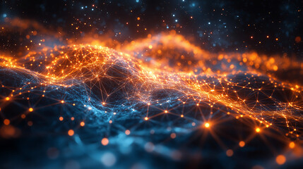 Futuristic Digital Interface with Glowing Data Circuits