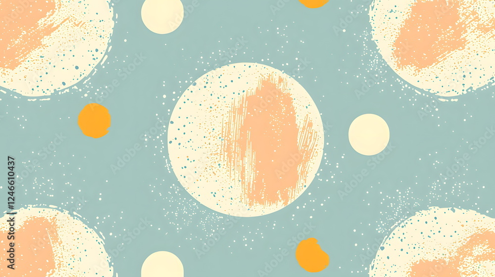Aufkleber pastel colored abstract pattern with circles and shapes on a soft blue background