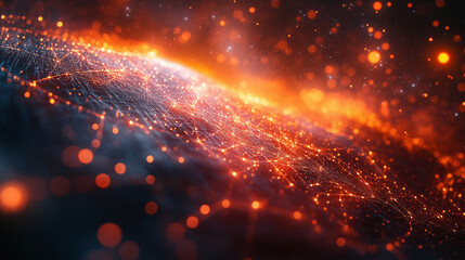 Futuristic Digital Interface with Glowing Data Circuits