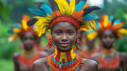  Vibrant Tribal Portrait with Traditional Headdress and Cultural Attire