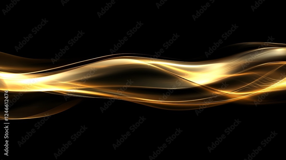 Poster elegant flowing black and gold waves create a mesmerizing backdrop for artistic design