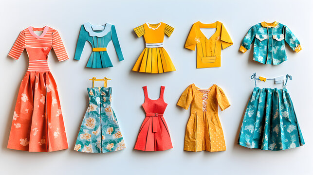 dise&ntilde;o de ropa de moda colorida para imprimir y dise&ntilde;ar accesorios recortables