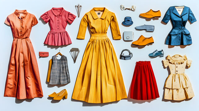 un fondo con ropa y accesorios recortables para imprimir y recortar vestimenta colorida para imprimir en dibujo 