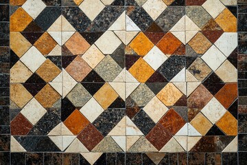 Colorful mosaic pattern featuring diverse geometric shapes in a vibrant design