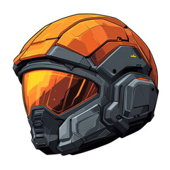 Futuristic Orange and Grey Helmet SciFi Gear Design
