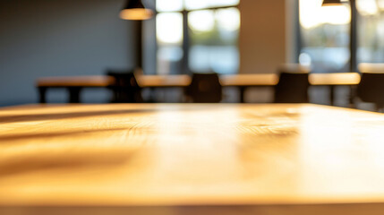 Modern co working space with wooden tables and natural light