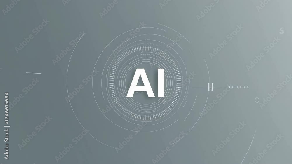 Aufkleber Artificial intelligence logo slowly evolving on a simple grey background with subtle animations and graphic elements, symbolizing innovation and technological advancement
