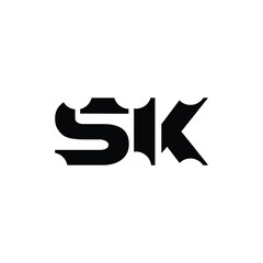 SK monogram logo design letter text name symbol monochrome logotype alphabet character simple logo