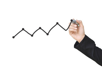 Hand drawing growth graphs of financial indicator and accounting market economy analysis chart, business strategy concept.