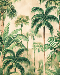 Lush Tropical Palm Trees Creating a Serene Atmosphere in a Sunny Landscape Setting