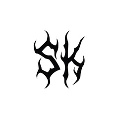 SK monogram logo design letter text name symbol monochrome logotype alphabet character simple logo