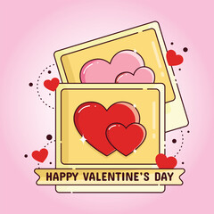 Valentine's day vector with love photo frame concept. vector illustration. Valentine's Day. Can be used for backgrounds, social media purposes, and posters