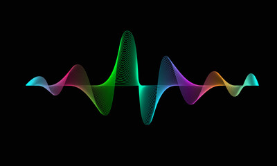 Abstract wave element of sound waves, digital music equalizer, pulse musical sound. The visual effect has a bright color and dynamic shape