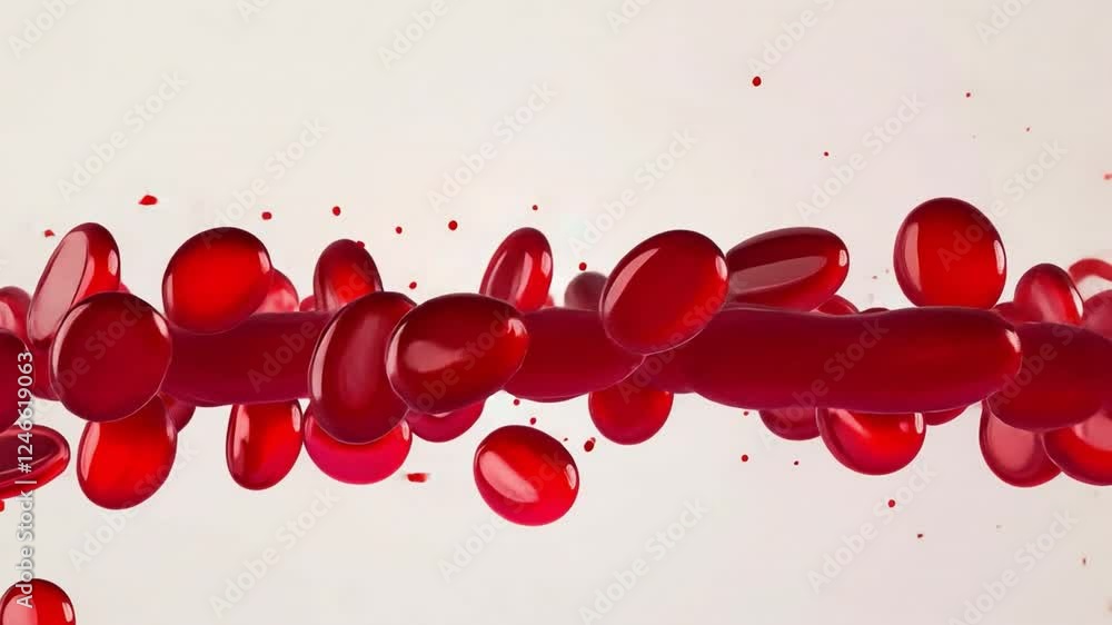 Poster crimson flow: abstract stream of vibrant red liquid, creating dynamic and energetic visual. perfect 