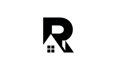 a graphic image themed R house, white background. vector graphic base.