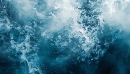 Blue smoke on a black background. Abstract background. Design element.