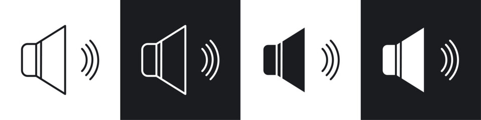 Speaker icons in flat and thin stroke style