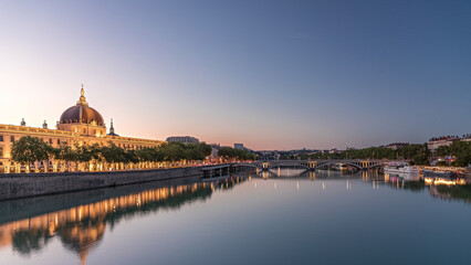 The Grand Hotel-Dieu Day to night transition timelapse hyperlapse in Lyon, France. © HyperlapsePro