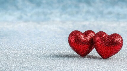 Shimmering Valentine Hearts Romantic Setting Decorative Image Sparkling Background Close-Up View Love Concept
