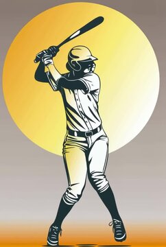 Video Baseball Player Ready to Swing &ndash; Vintage Sports Illustration
