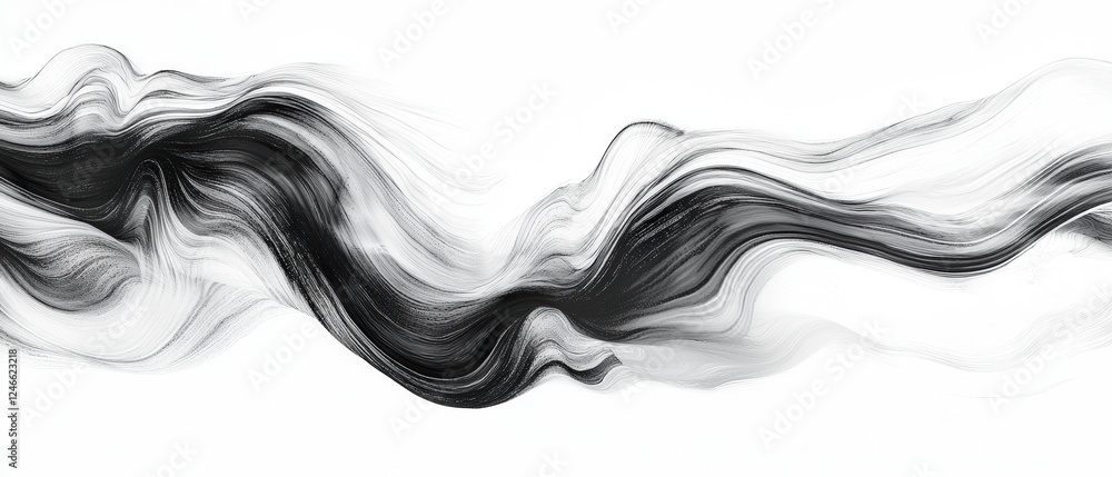 Sticker abstract black and white waves with smooth curves and textures for artistic backgrounds