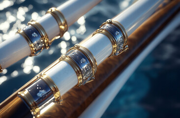 Three Fishing Rods Ready for Action on a Boat in Crystal-Clear Waters