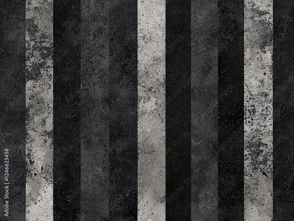 Poster seamless pattern featuring vertical black and gray textured stripes creates bold and modern backgrou
