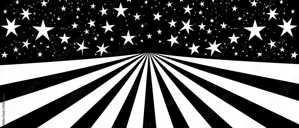 Aufkleber abstract black and white background with stars and stripes creating a striking visual depth effect
