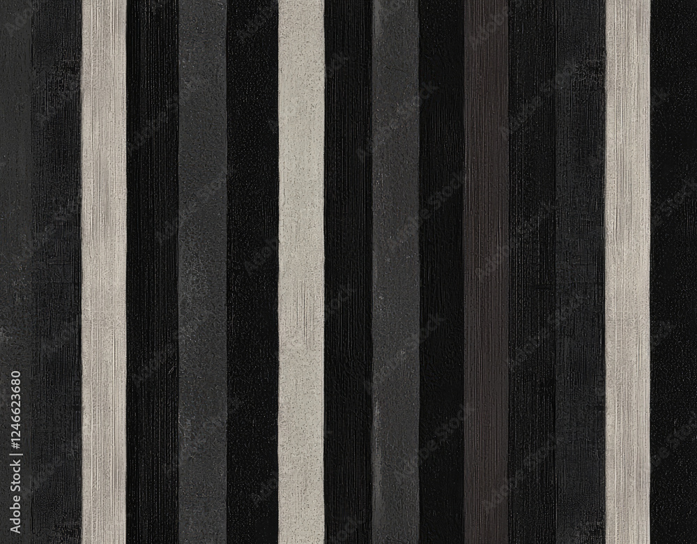 Poster seamless pattern featuring vertical black and gray stripes with textured appearance, creating bold a
