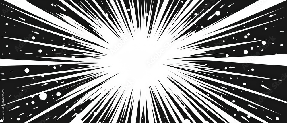 Aufkleber abstract black and white background with starburst effects and dynamic lines for creative designs an
