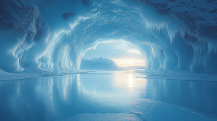 Majestic Frozen Landscape with Snowy Mountains and Reflection