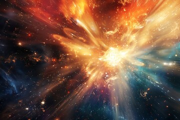 Fototapeta premium Abstract space background with nebula, stars and galaxies. Fantasy fractal design.