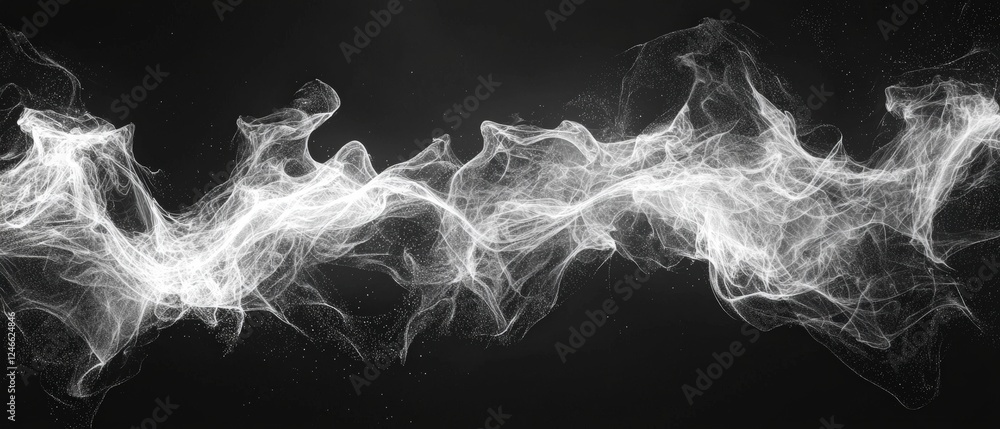 Poster abstract black and white smoke background with flowing curves and ethereal patterns for creative pro