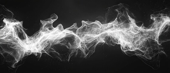 Naklejka premium Abstract Black and White Smoke Background with Flowing Curves and Ethereal Patterns for Creative Projects