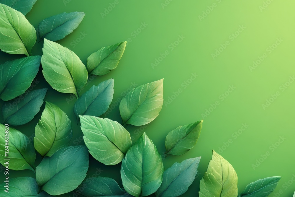 Poster green leaf background with soft texture and subtle gradient for nature themes and designs