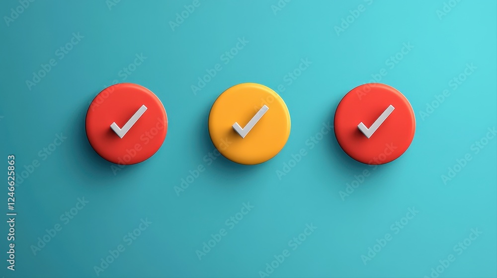 Poster three colorful clocks on a blue background with survey text in a flat vector illustration design
