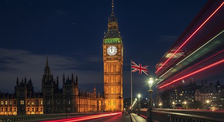 Fototapeta premium Night View of Big Ben and London at Night