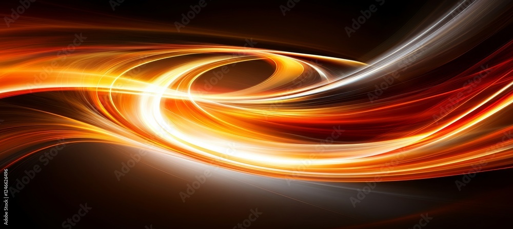 Poster glowing orange stream of light in swirling pattern - entertainment background design element