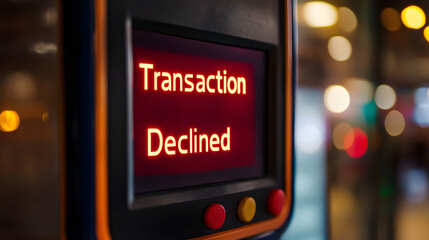  Black credit card declined message, ATM screen 