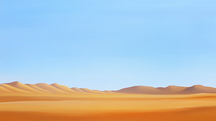 Fototapeta premium A vast desert with rolling golden dunes under a clear blue sky