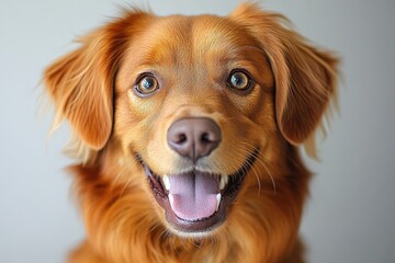 Fototapeta premium Playful close-up portrait of a border collie dog face isolated on white background
