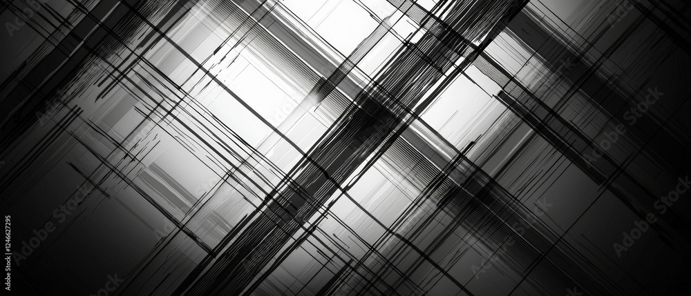 Aufkleber abstract black and white background with lattice design in geometric pattern for modern artistic vis