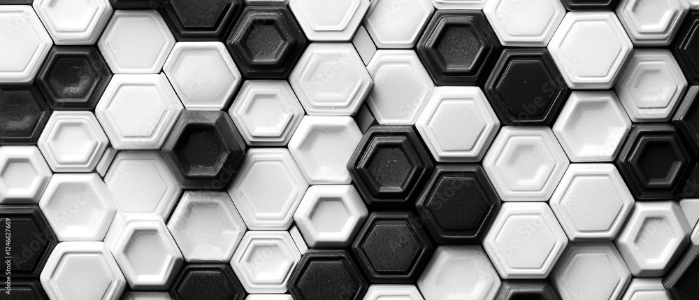 Aufkleber abstract black and white honeycomb pattern background with geometric shapes and textures for creativ