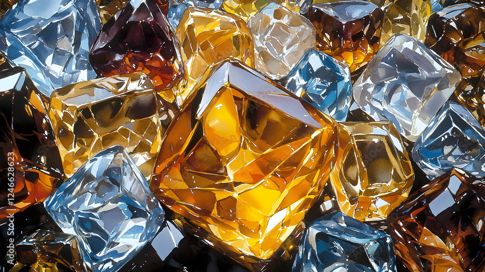 Poster colorful glass cubes arranged in a visually striking pattern with reflections and highlights.