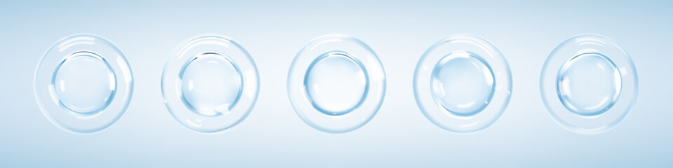 Collagen clear drops. Cosmetic serum or essence.  Skincare product. Vector illustration