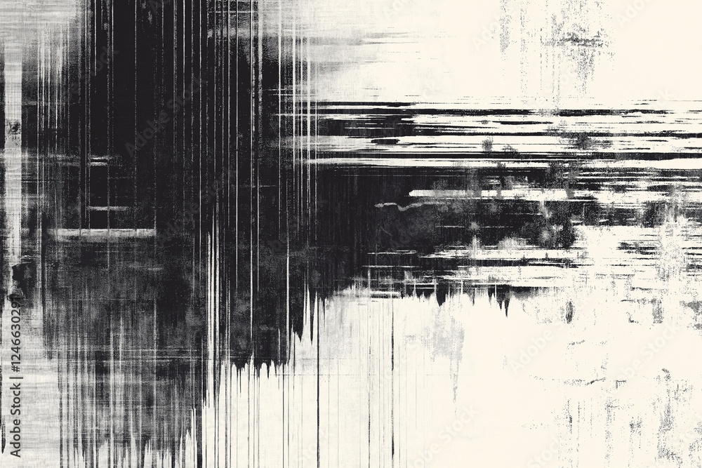 Poster abstract futuristic cyberpunk displacement map for 3d rendering. random distorted black white broken