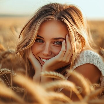 Hidden woman in field.